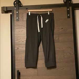 Nike Women’s Charcoal Capri Joggers with White Logo